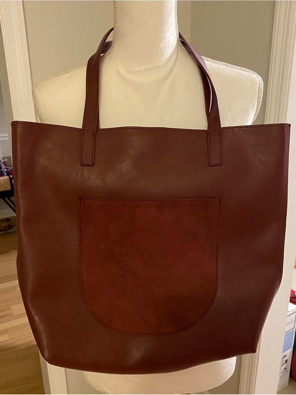Classic Women's Burgundy Faux Leather Tote Bag